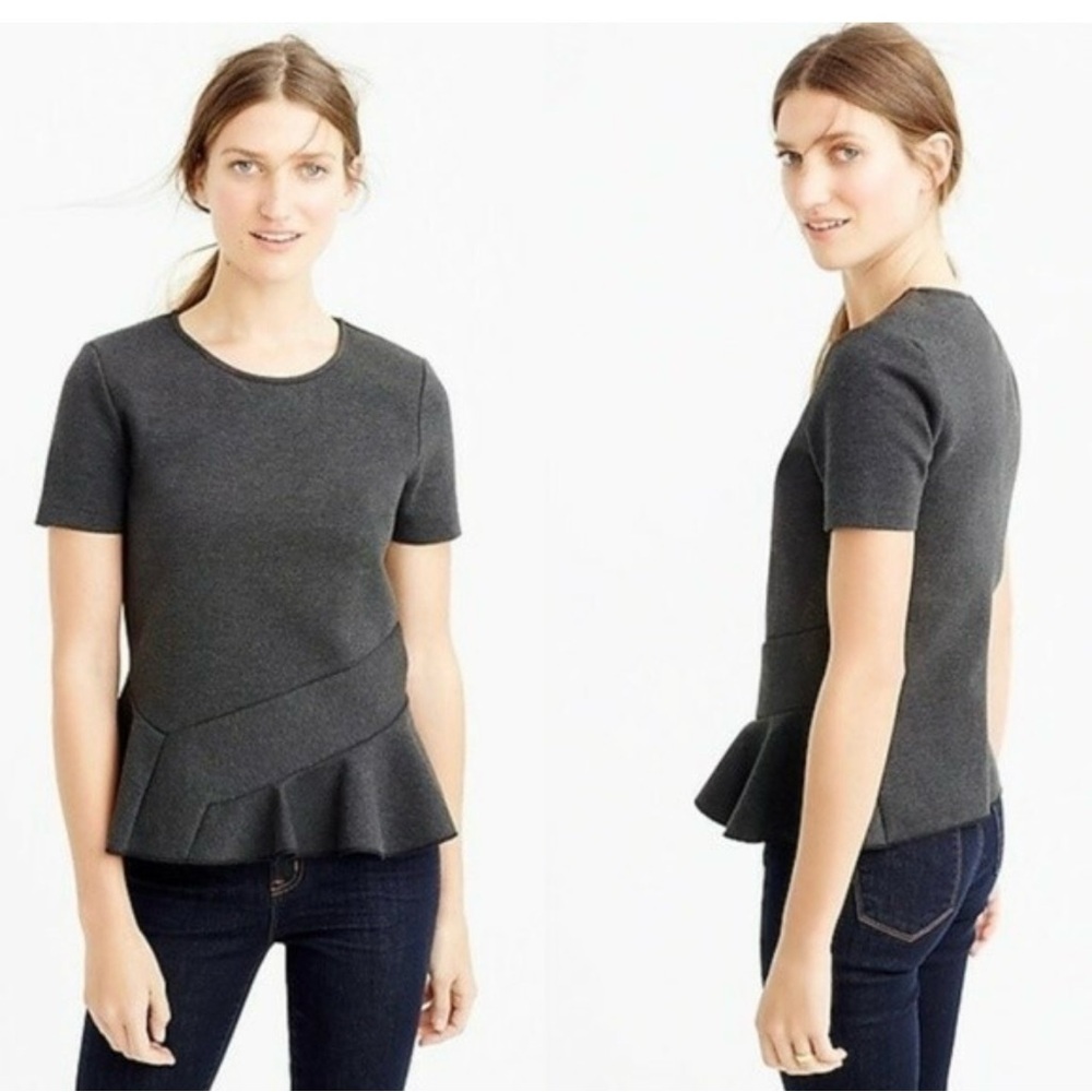 J. Crew Women's Dark Gray Short Sleeve Peplum Top